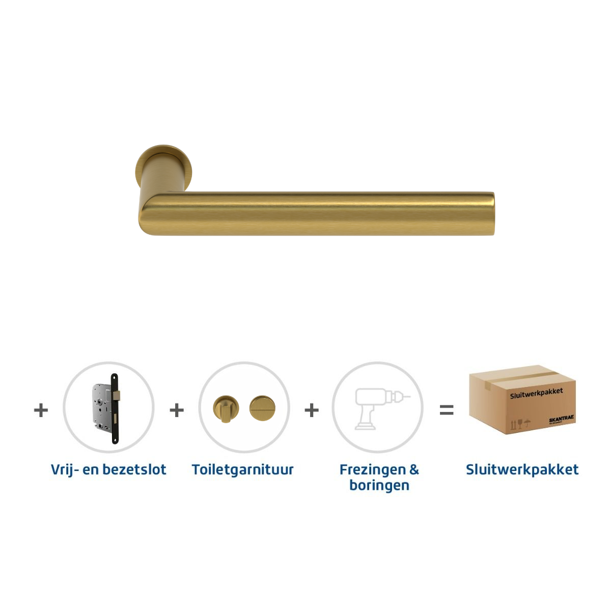 Sluitwerkpakketten met Deurkruk Orbit 19 Minimal Mat Messing